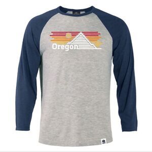 🔹️NWT Little Bay Root Blue & Gray "Oregon" Raglan Shirt Unisex Large